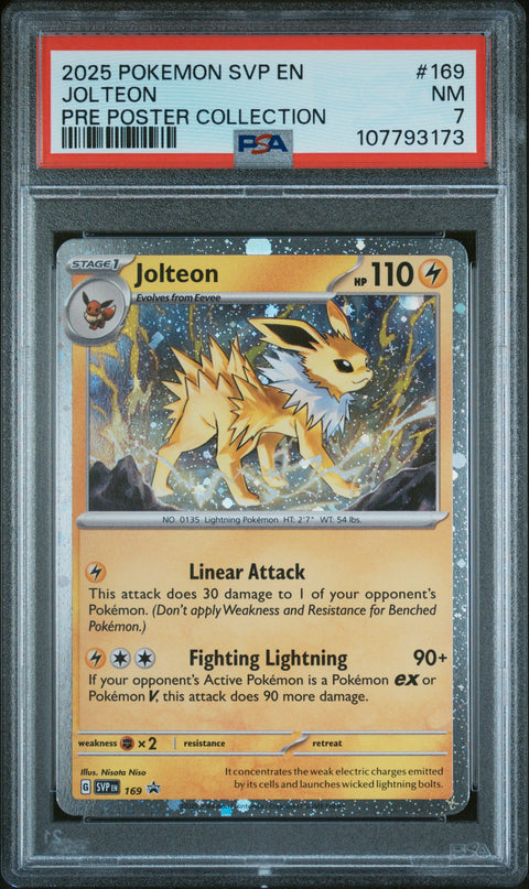 2025 Pokemon Svp En-Sv Black Star Promo #169 Jolteon Pre Poster Collection PSA 7