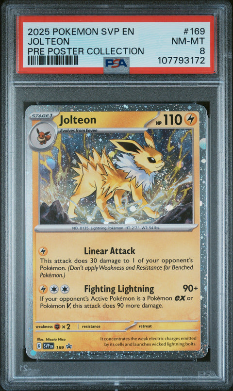 2025 Pokemon Svp En-Sv Black Star Promo #169 Jolteon Pre Poster Collection PSA 8