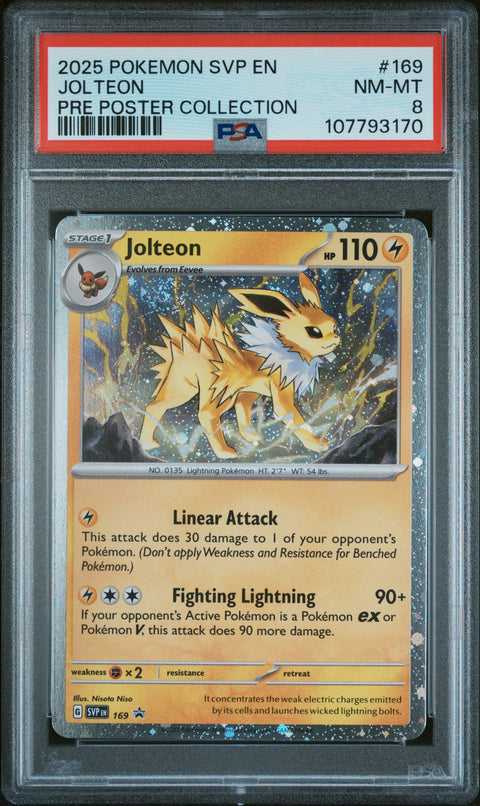 2025 Pokemon Svp En-Sv Black Star Promo #169 Jolteon Pre Poster Collection PSA 8