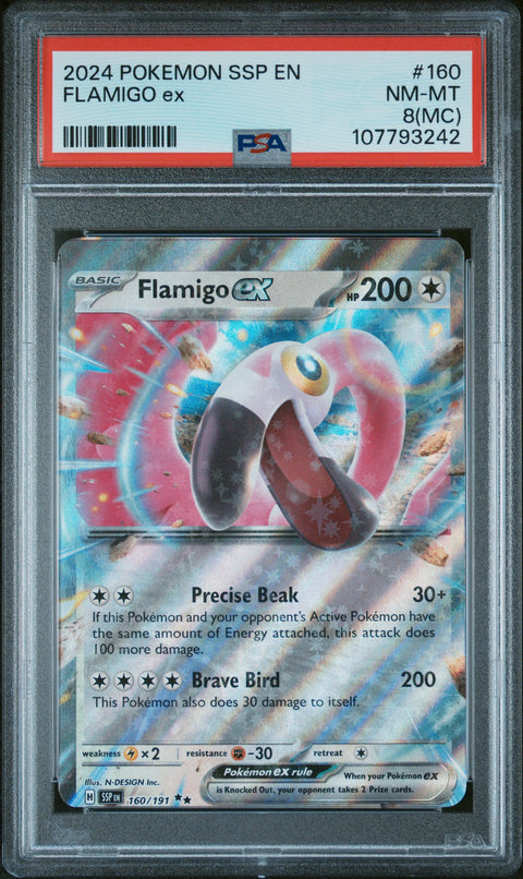 2024 Pokemon Ssp En-Surging Sparks #160 Flamigo Ex PSA 8