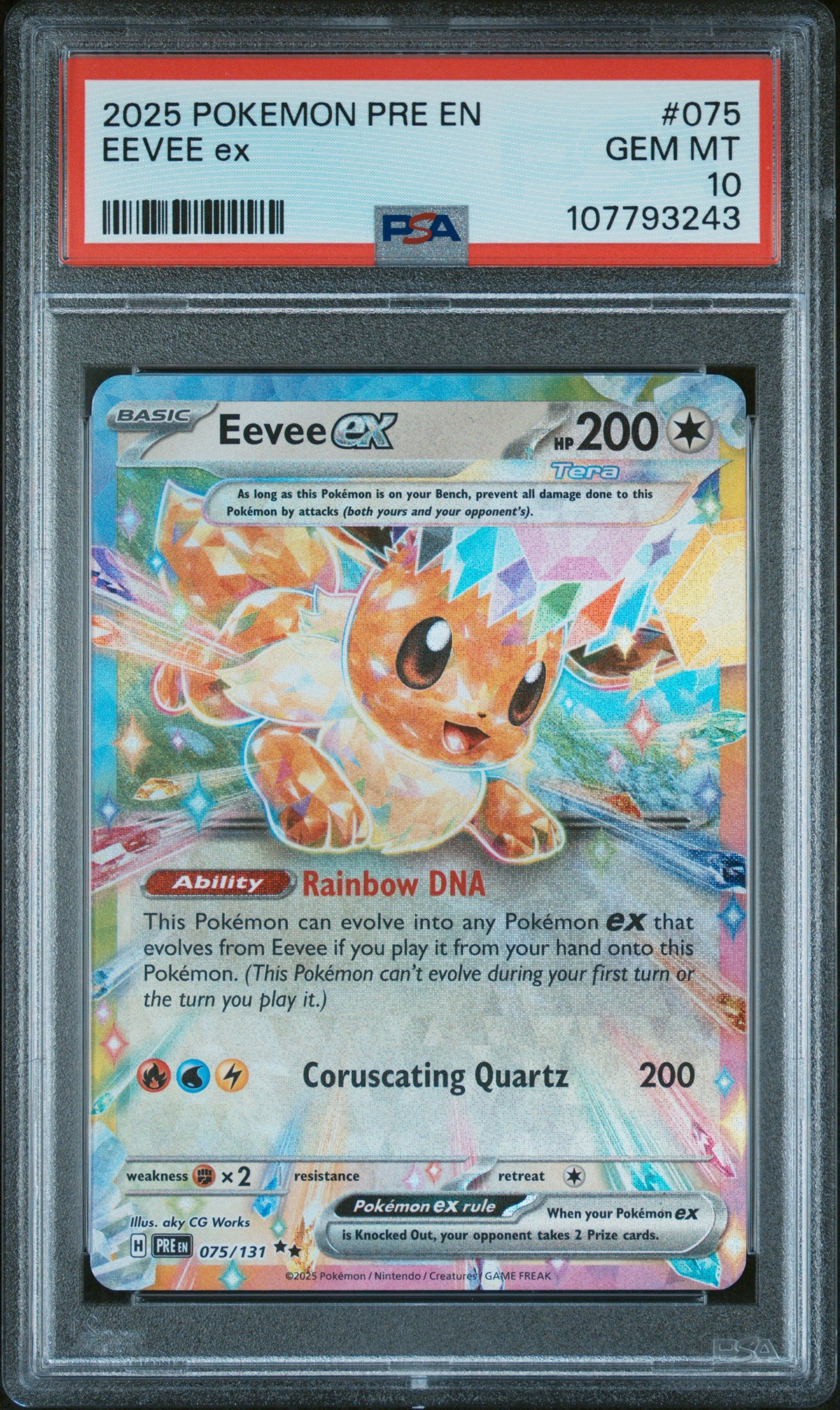 2025 Pokemon Pre En-Prismatic Evolutions #075 Eevee Ex PSA 10