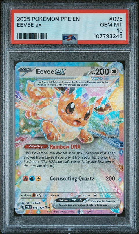 2025 Pokemon Pre En-Prismatic Evolutions #075 Eevee Ex PSA 10