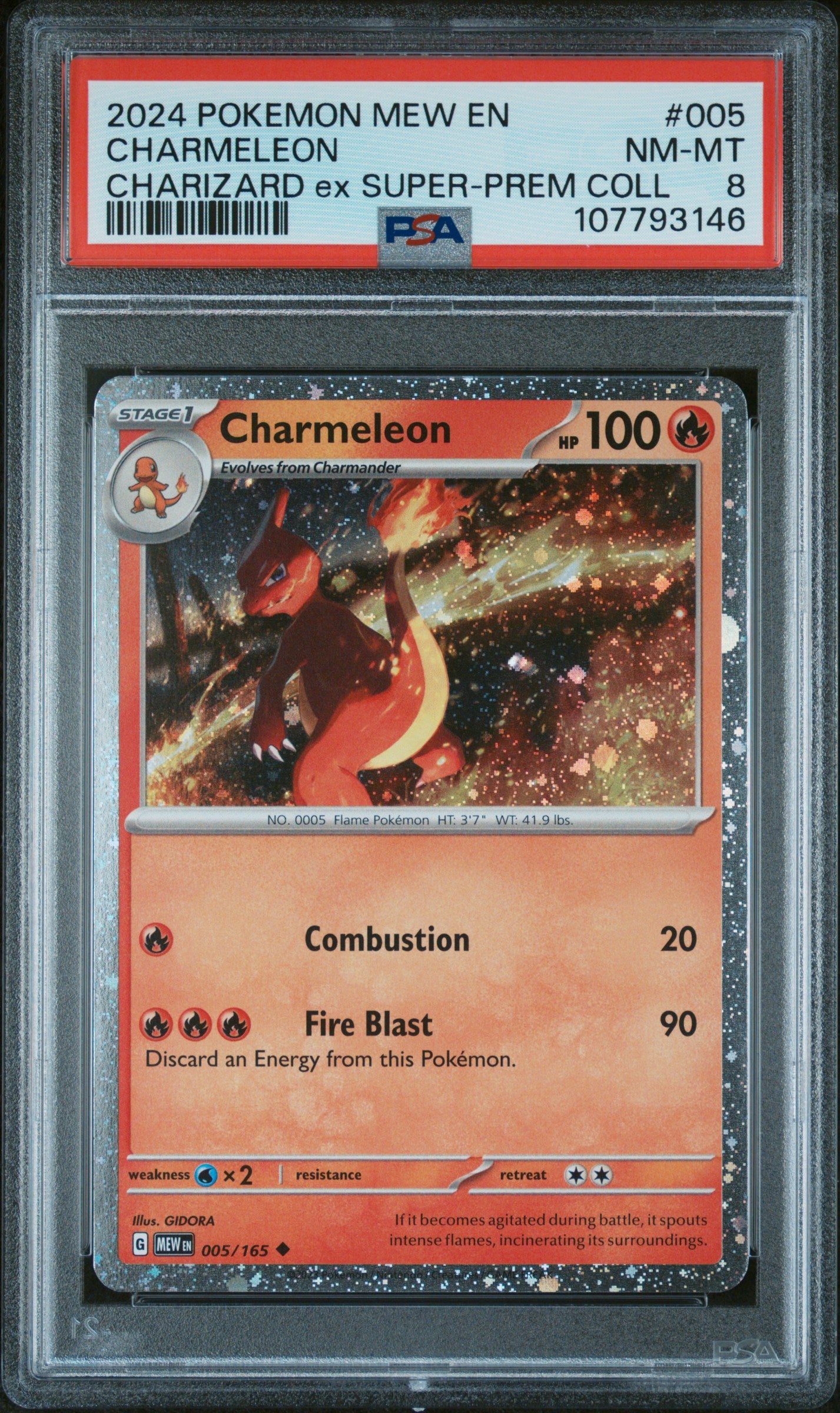 2024 Pokemon Mew En-151 #005 Charmeleon Charizard Ex Super-Prem Coll PSA 8