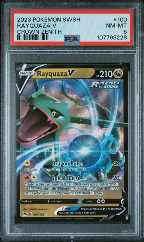 2023 Pokemon Sword And Shield Crown Zenith #100 Rayquaza V Crown Zenith PSA 8