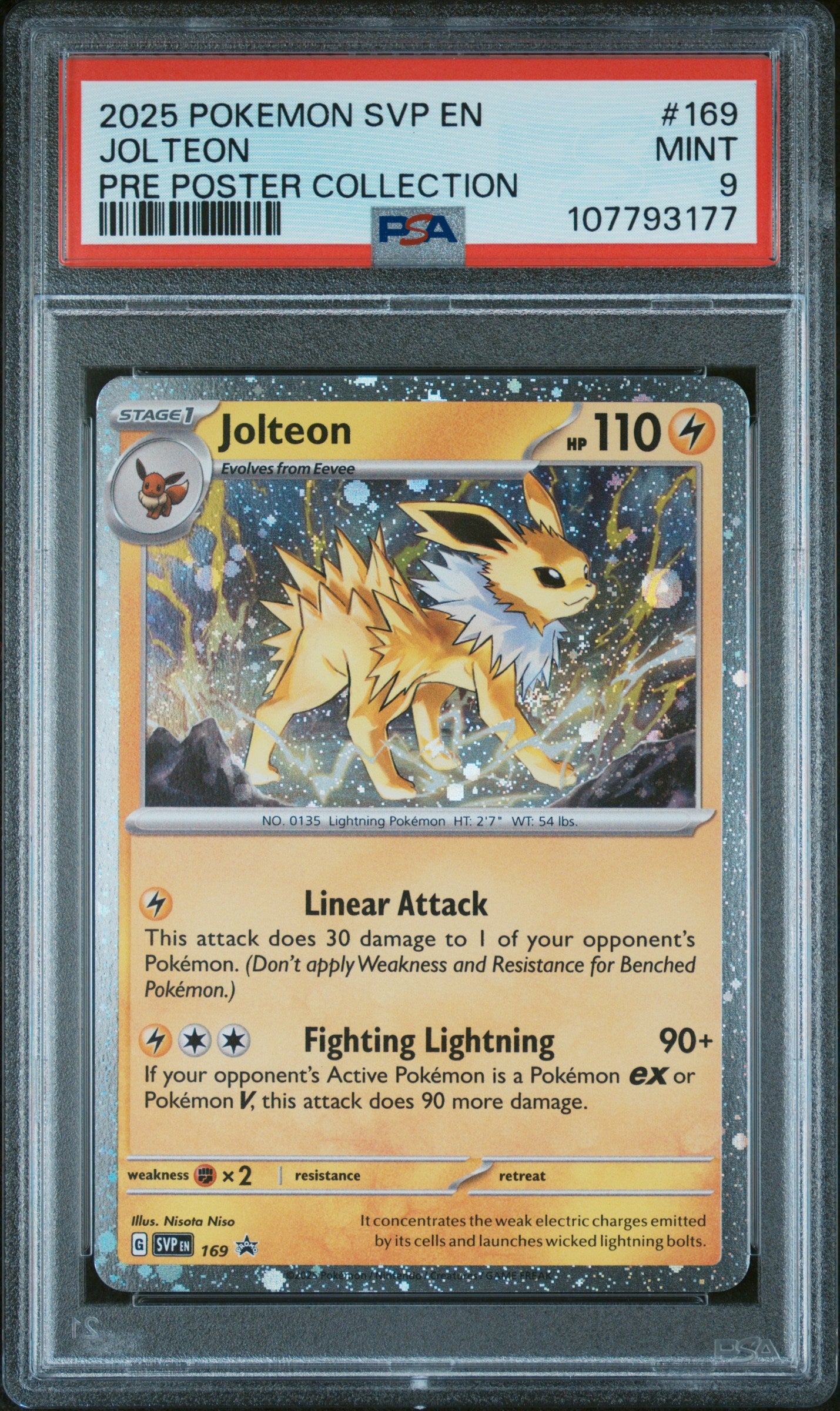 2025 Pokemon Svp En-Sv Black Star Promo #169 Jolteon Pre Poster Collection PSA 9