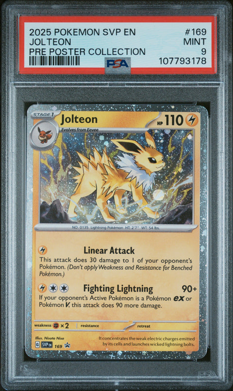 2025 Pokemon Svp En-Sv Black Star Promo #169 Jolteon Pre Poster Collection PSA 9