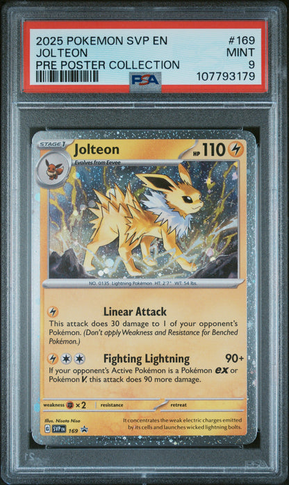 2025 Pokemon Svp En-Sv Black Star Promo #169 Jolteon Pre Poster Collection PSA 9