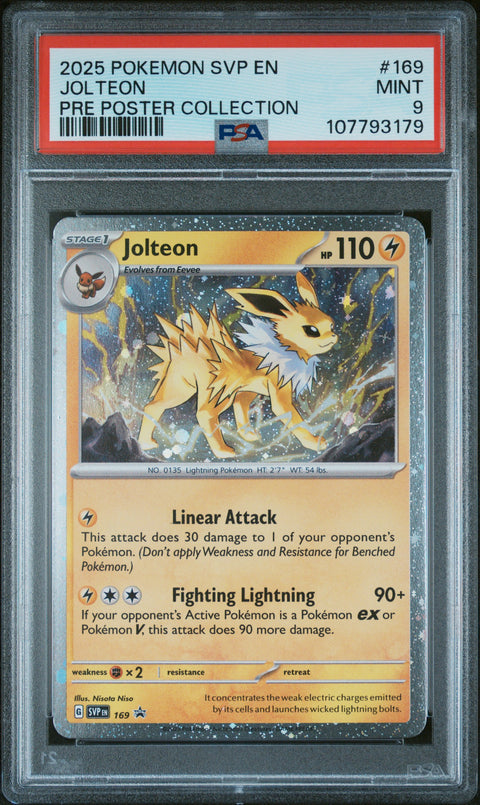 2025 Pokemon Svp En-Sv Black Star Promo #169 Jolteon Pre Poster Collection PSA 9