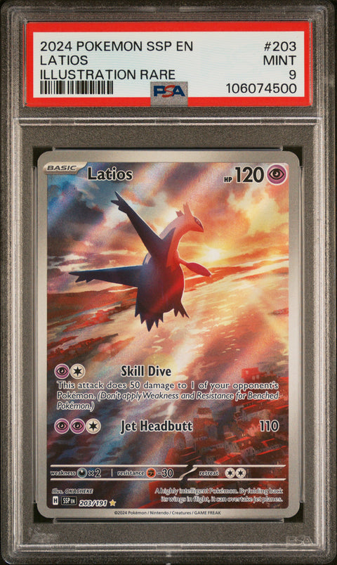 2024 Pokemon Ssp En-Surging Sparks Latios #203 PSA 9