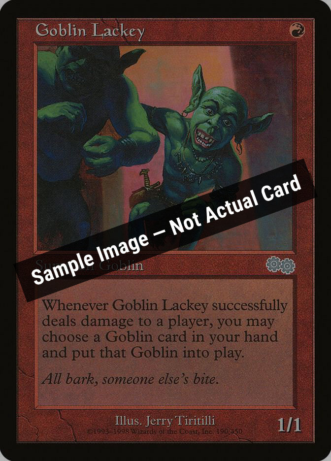 Magic,Urza's Saga,Goblin Lackey - 190,Normal,Lightly Played — Sample Image, Not Actual Card