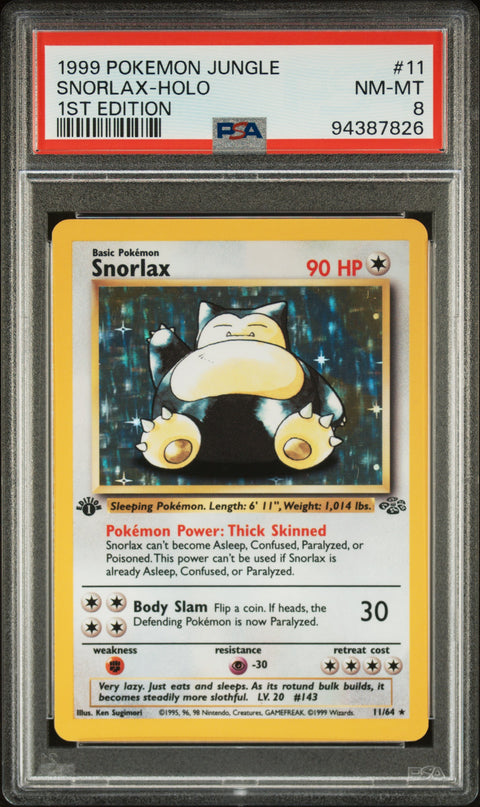 1999 Pokemon Jungle Snorlax-Holo #11 PSA 8