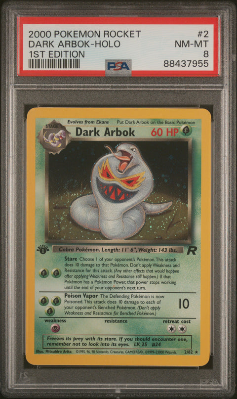 2000 Pokemon Rocket Dark Arbok-Holo #2 PSA 8