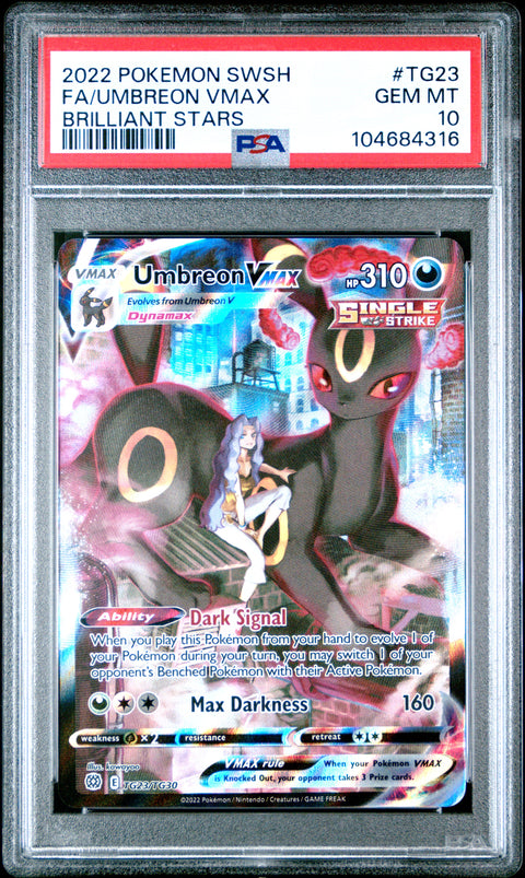 2022 Pokemon Sword & Shield Brilliant Stars Fa/Umbreon Vmax #TG23 PSA 10