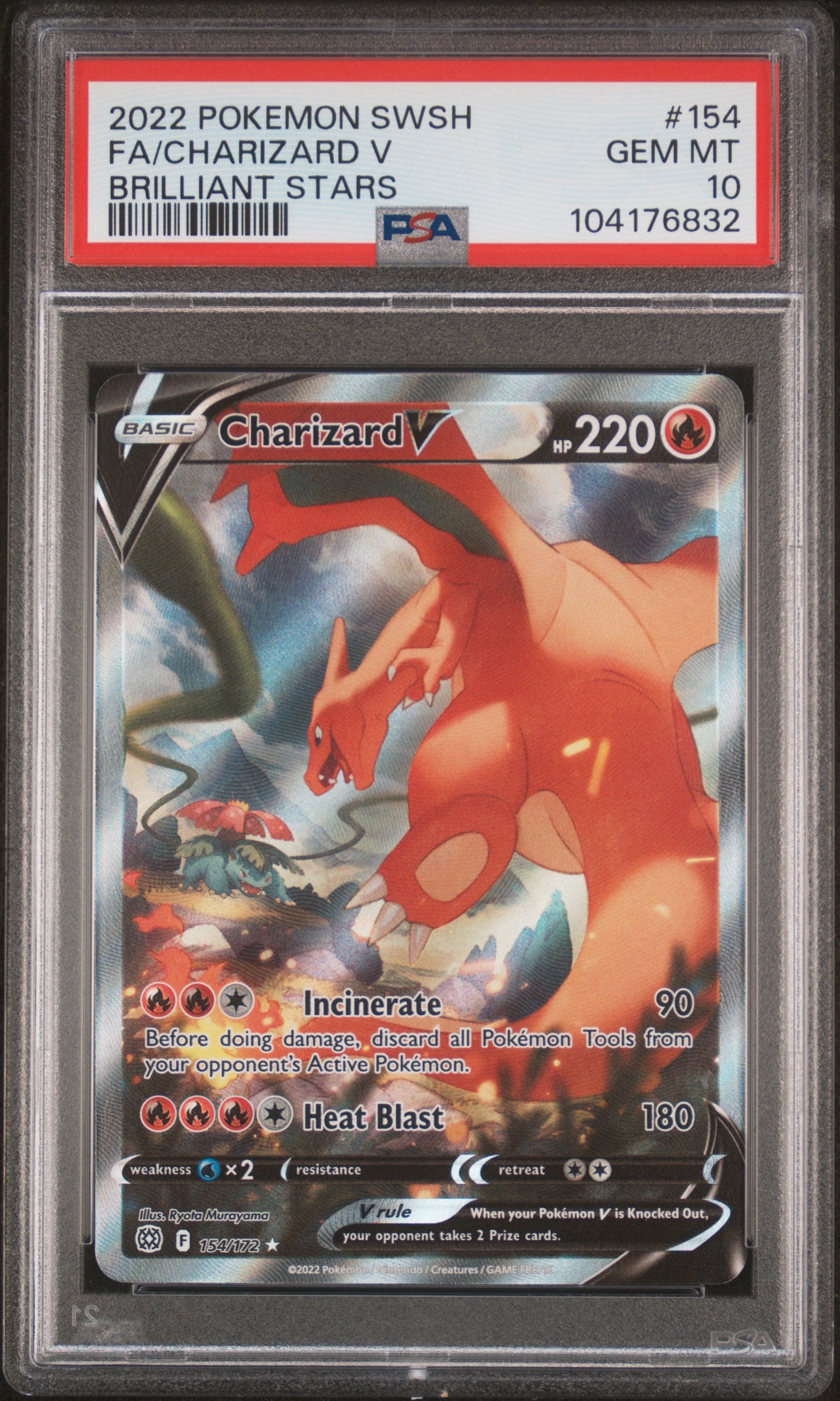 2022 Pokemon Sword & Shield Brilliant Stars Fa/Charizard V #154 PSA 10