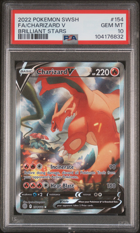 2022 Pokemon Sword & Shield Brilliant Stars Fa/Charizard V #154 PSA 10