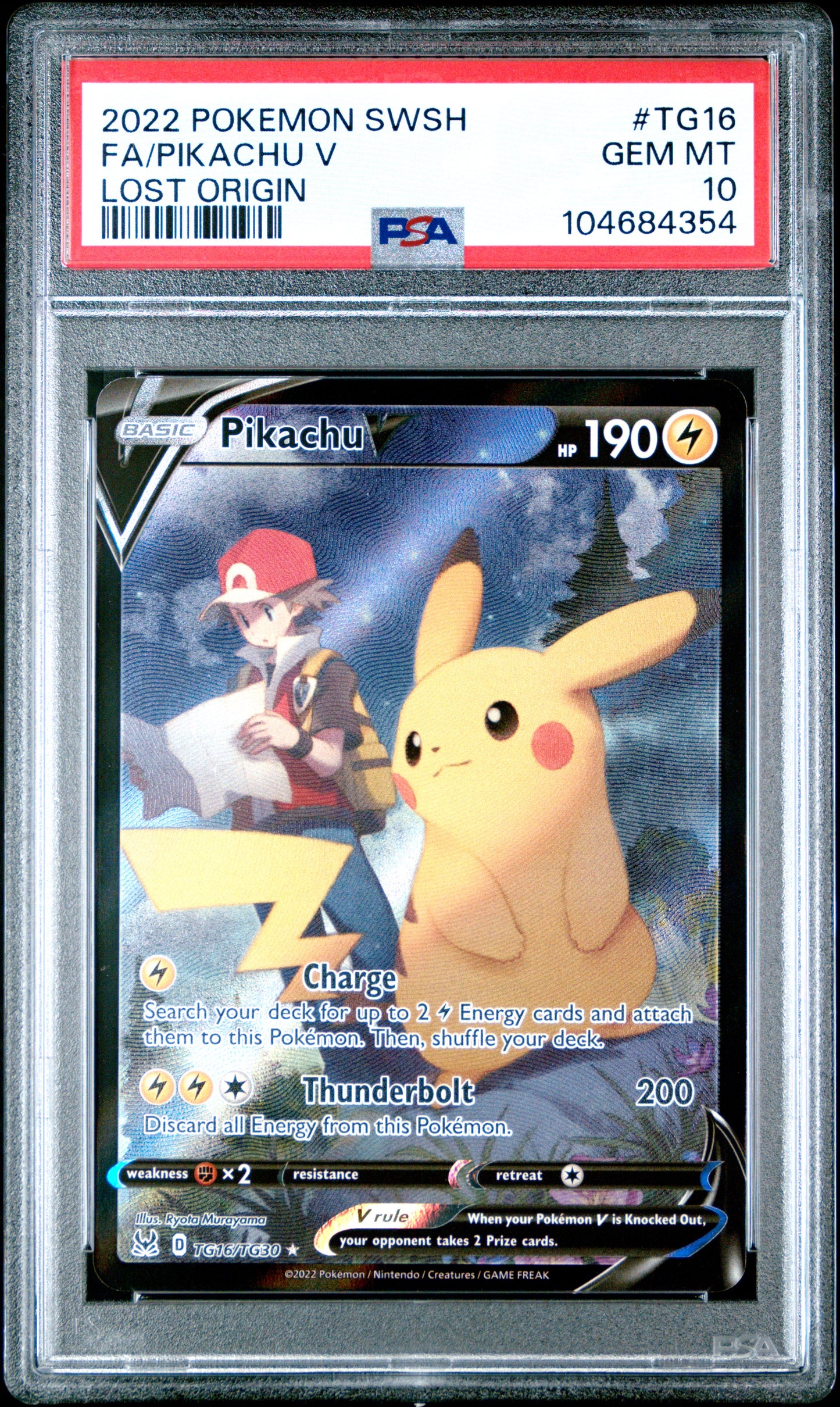 2022 Pokemon Sword & Shield Lost Origin Fa/Pikachu V #TG16 PSA 10