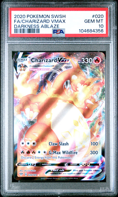 2020 Pokemon Sword & Shield Darkness Ablaze Fa/Charizard Vmax #020 PSA 10