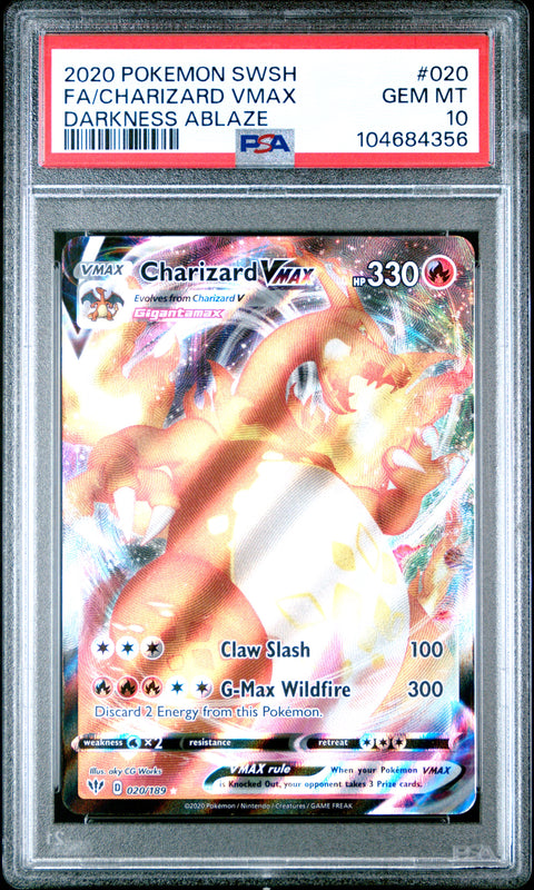 2020 Pokemon Sword & Shield Darkness Ablaze Fa/Charizard Vmax #020 PSA 10