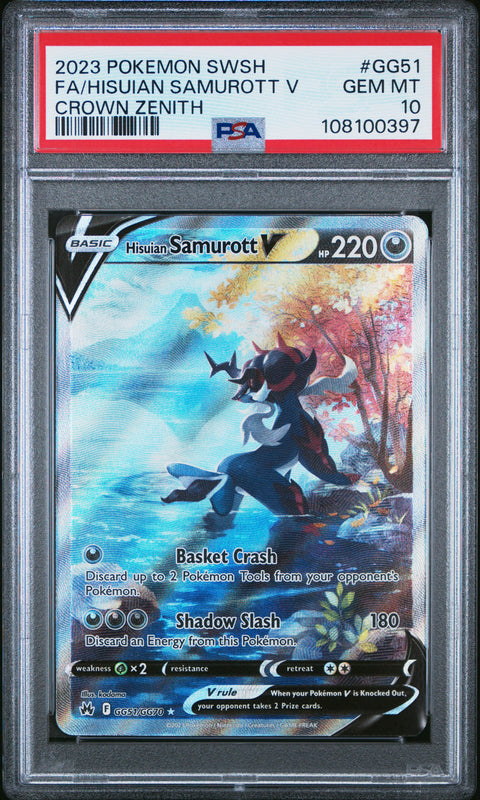 2023 Pokemon Sword And Shield Crown Zenith Fa/Hisuian Samurott V #GG51 PSA 10