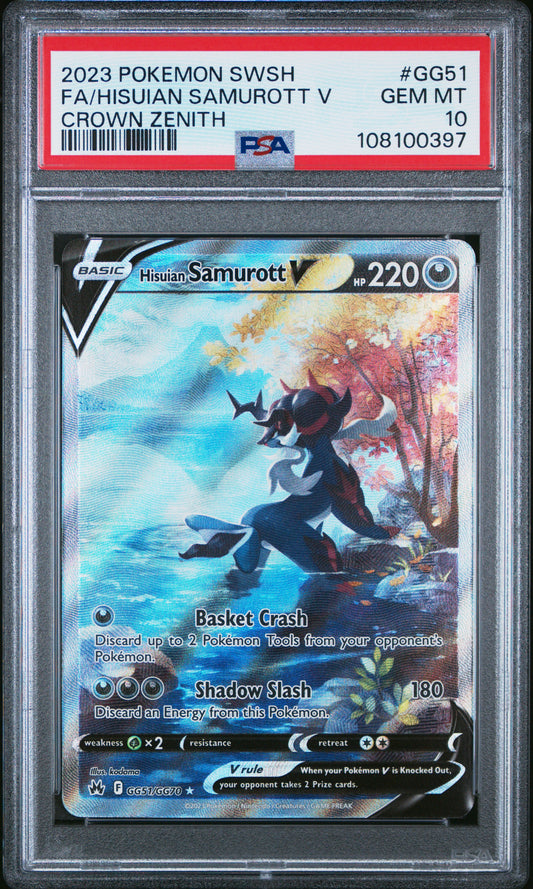 2023 Pokemon Sword And Shield Crown Zenith Fa/Hisuian Samurott V #GG51 PSA 10