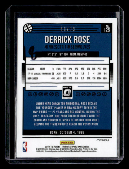 2018-19 Donruss Optic #125 Derrick Rose Red #/99
