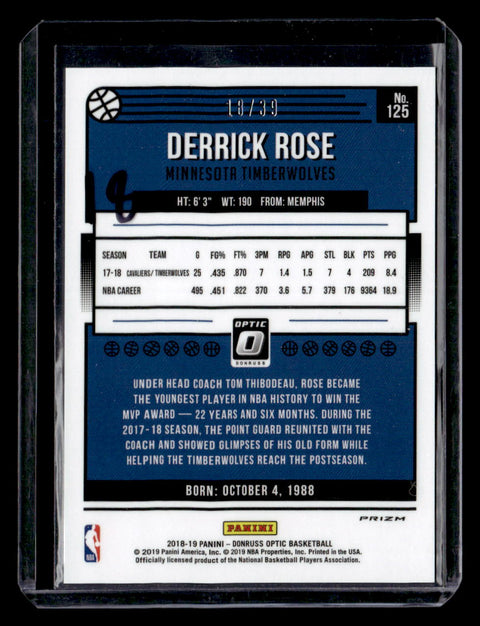 2018-19 Donruss Optic #125 Derrick Rose Red #/99
