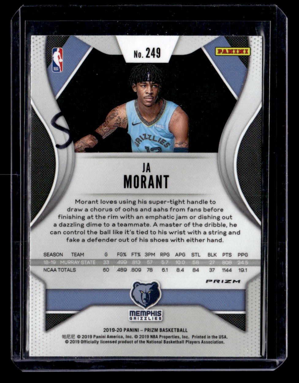 2019-20 Panini Prizm #249 Ja Morant Prizms Ruby Wave