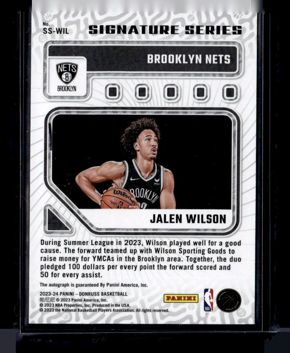 2024 donruss Signature Series Green Laser Jalen Wilson /75