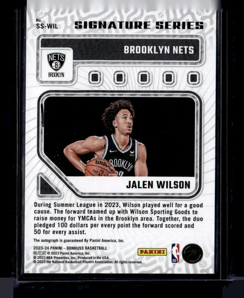 2024 donruss Signature Series Green Laser Jalen Wilson /75
