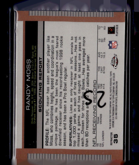 2003 Topps Draft Picks & Prospects #35 Randy Moss Chrome Gold Refractors