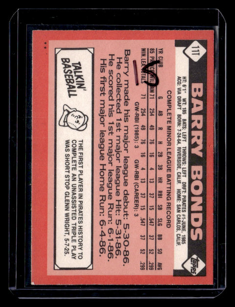 1986 Topps Traded #11T Barry Bonds