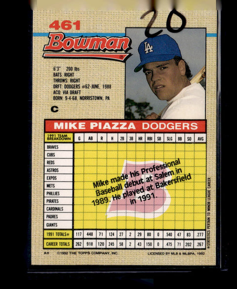 1992 Bowman #461 Mike Piazza