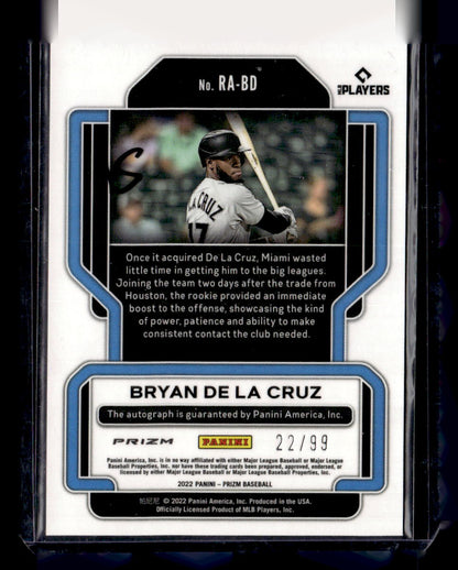 2022 Panini Prizm Mryan De La Cruz Red Wave Rookie Autographs
