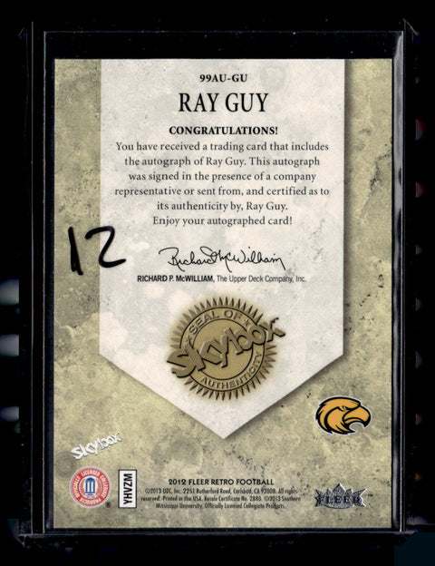 2012 Fleer Retro Ray Guy Skybox Autographics