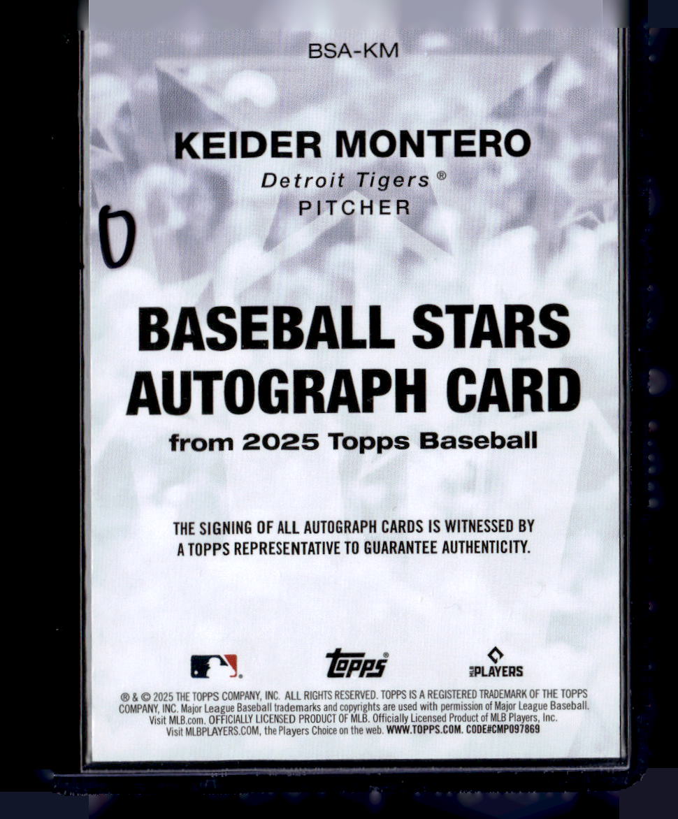 2025 Topps #BSA-KM Keider Montero Baseball Stars Autographs Gold #/50