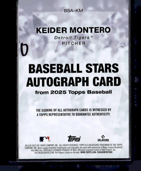 2025 Topps #BSA-KM Keider Montero Baseball Stars Autographs Gold #/50