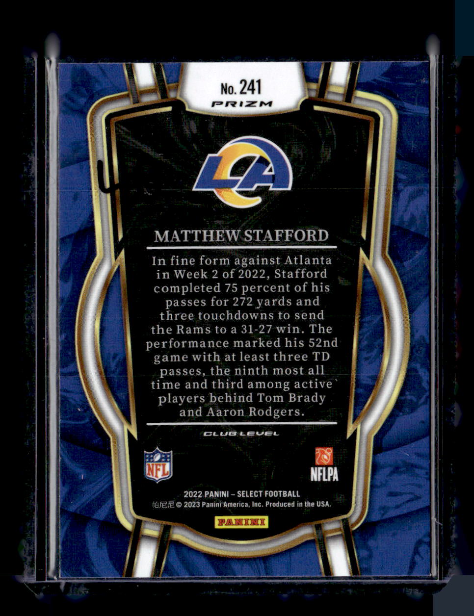 2022 Panini Select #241 Matthew Stafford Cosmic Prizm