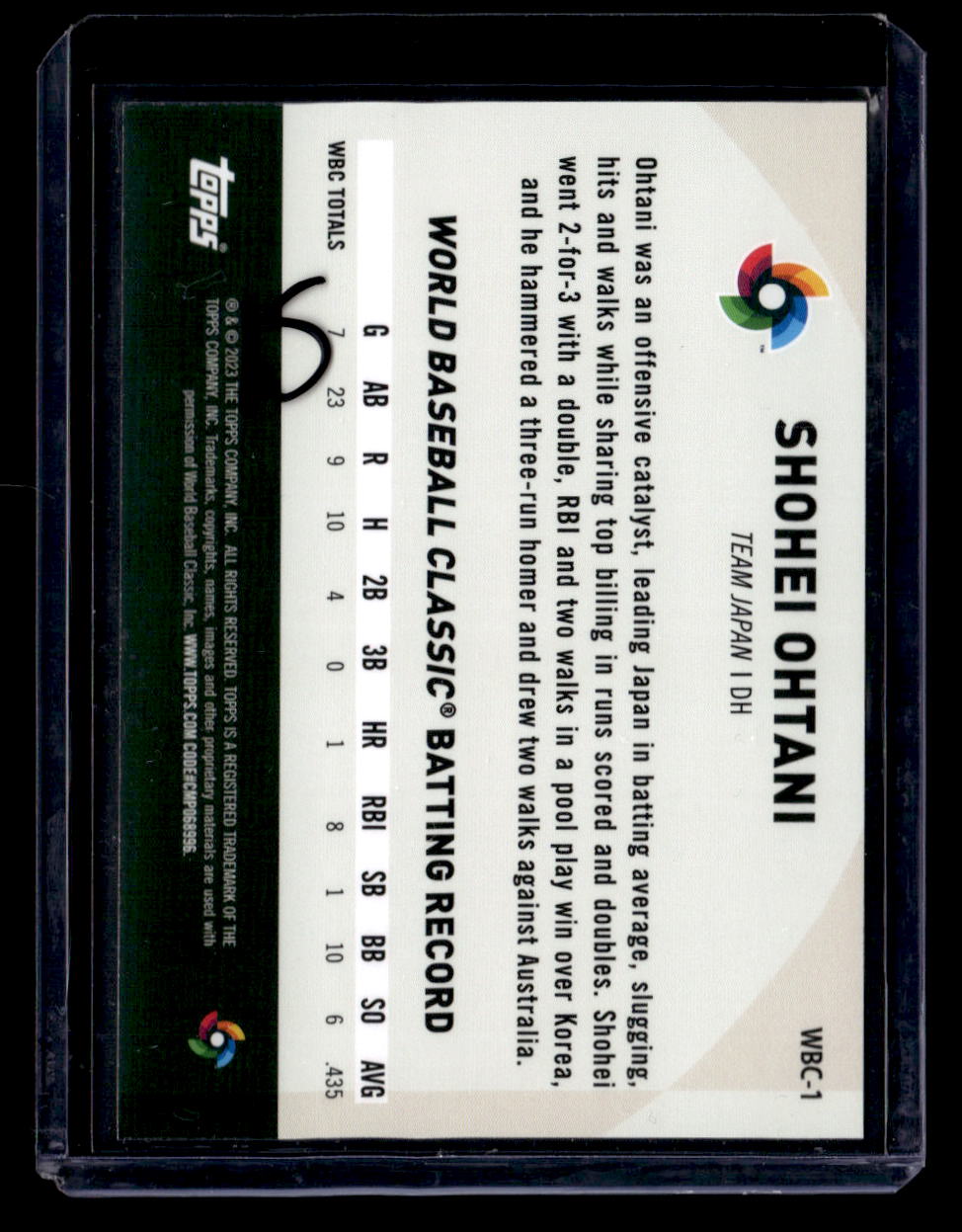 2023 Topps Japan Edition #WBC-1 Shohei Ohtani WBC Japanese National Team