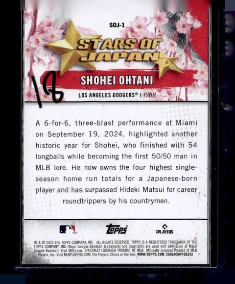 2025 Topps SOJ-1 Shohei Ohtani Stars Of Japan