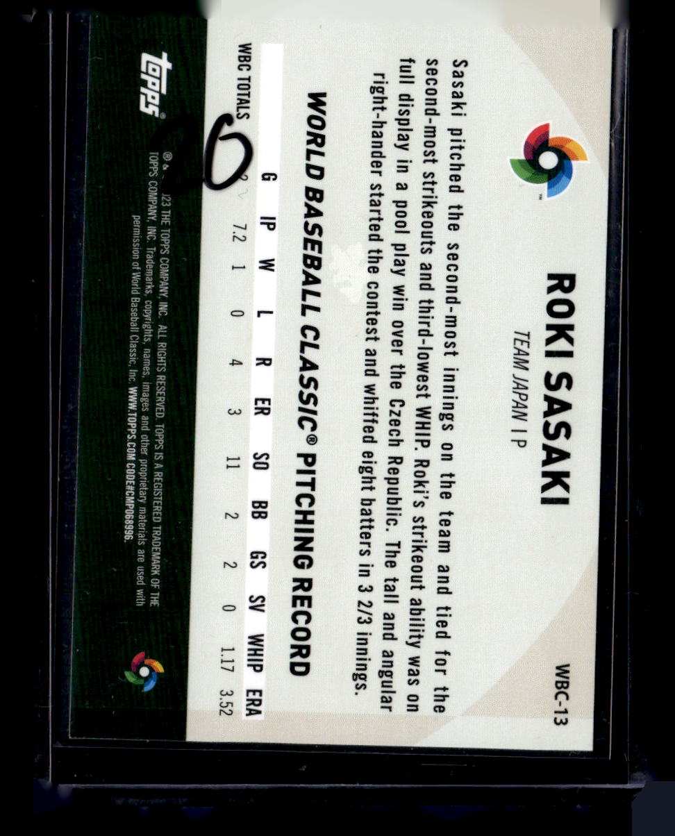 2023 Topps Japan Edition #WBC-13 Roki Sasaki WBC Japanese National Team