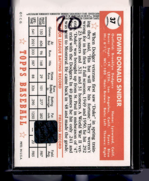 2001 Topps #TT12R Duke Snider Team Topps Legends Autographs