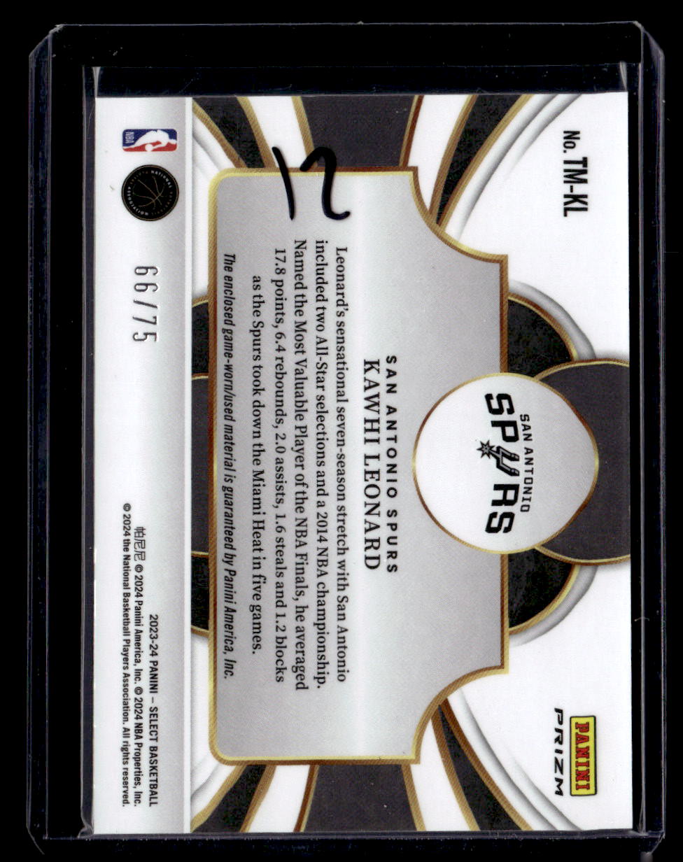 2023-24 Panini Select Kawhi Leonard Throwback Memorabilia Blue /75