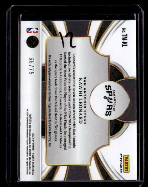 2023-24 Panini Select Kawhi Leonard Throwback Memorabilia Blue /75