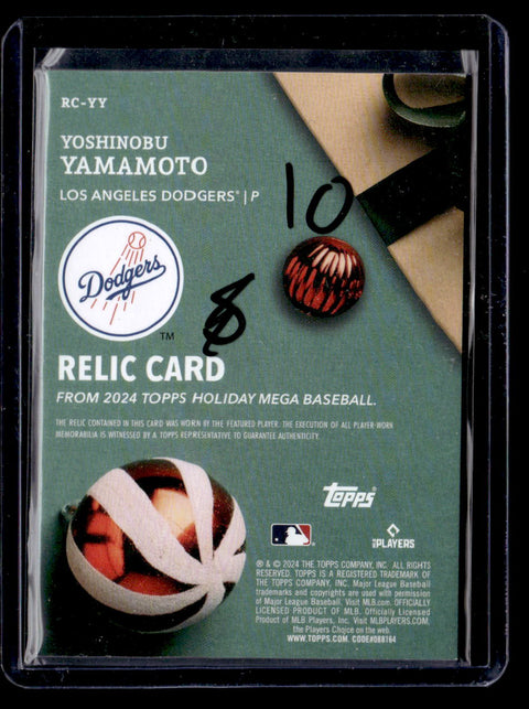 2024 Topps Holiday #RC-YY Yoshinobu Yamamoto Relics