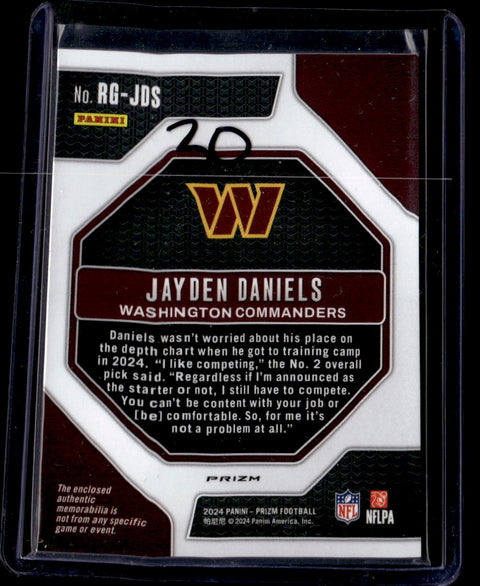 2024 Panini Prizm #RG-JDS Jayden Daniels Rookie Gear Pink