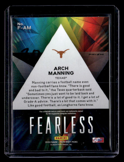 2024 Panini Prizm Draft Picks Arch Manning Fearless Rated