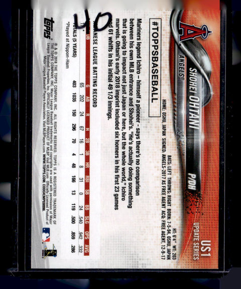 2018 Topps Update #US1 Shohei Ohtani #US1