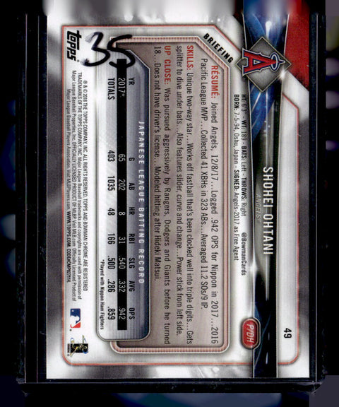 2018 Bowman #49 Shohei Ohtani