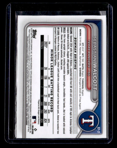 2024 Bowman Chrome #BCP-211 Sebastian Walcott Prospects Blue Refractors #/150