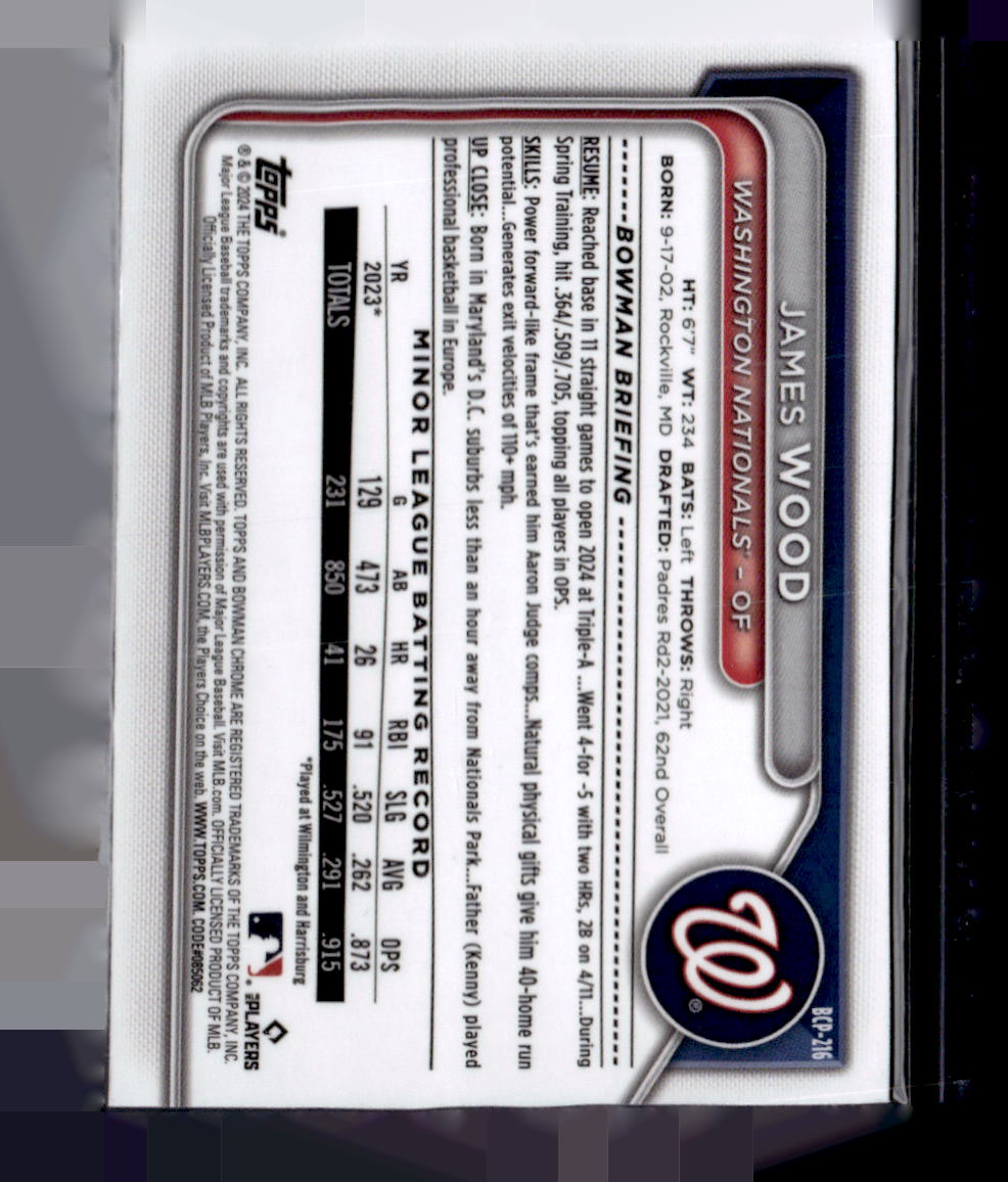 2024 Bowman Chrome James Wood Blue Refractor/150